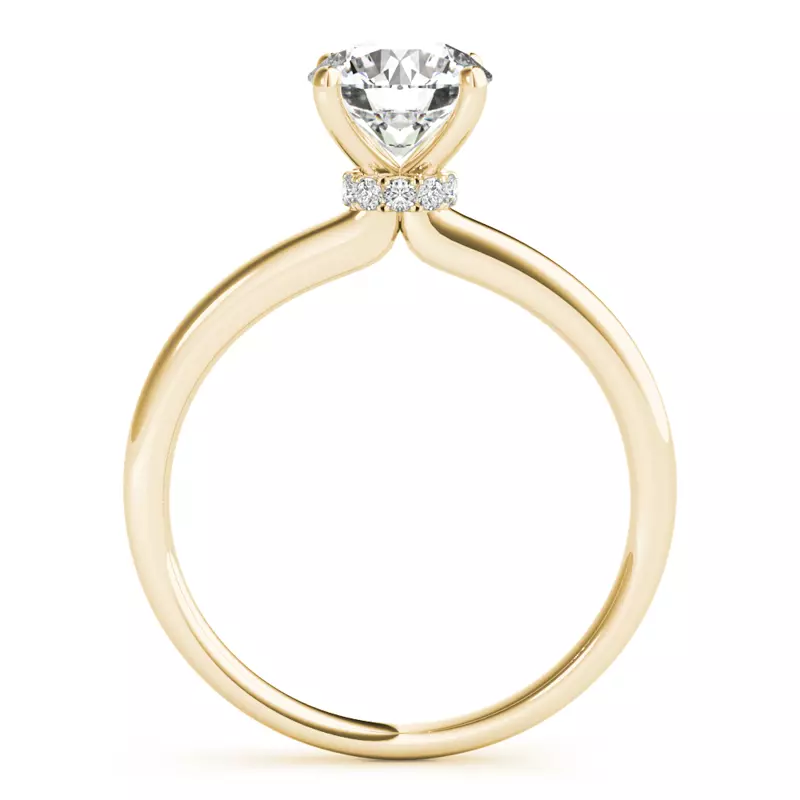14K Yellow Gold Violet 4 Prong Hidden Halo Engagement Ring