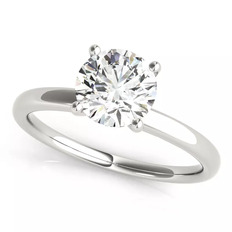 18K White Gold Violet 4 Prong Hidden Halo Engagement Ring