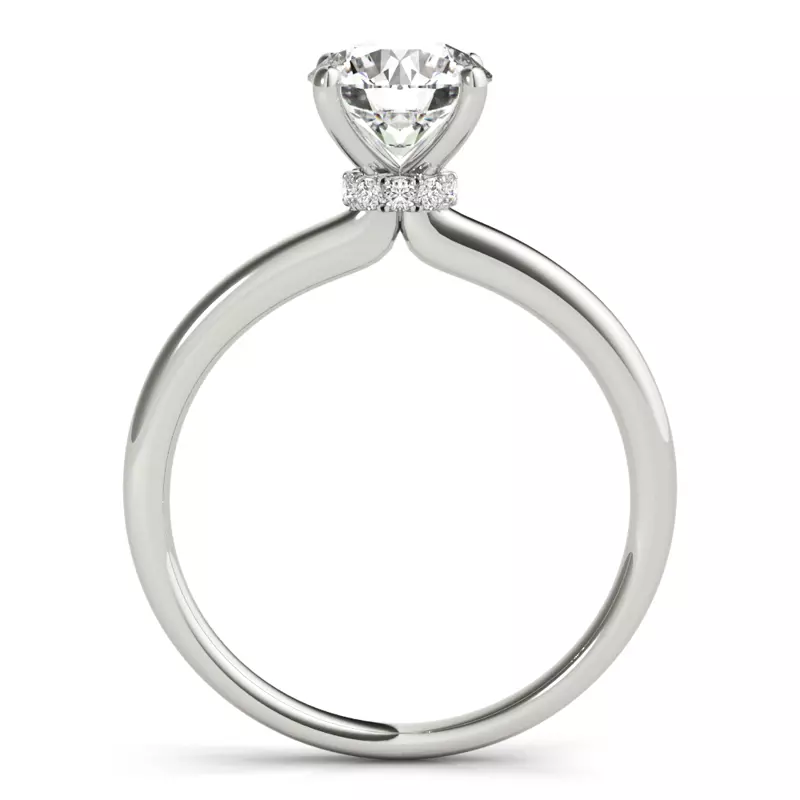 18K White Gold Violet 4 Prong Hidden Halo Engagement Ring