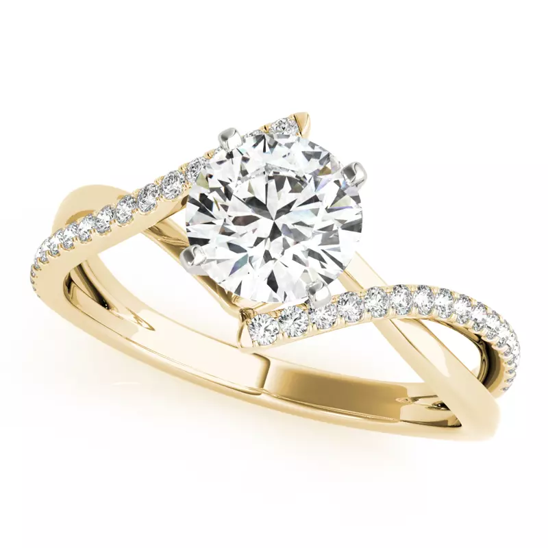 14K Yellow Gold Bristol Contemporary Pavé Diamond Engagement Ring