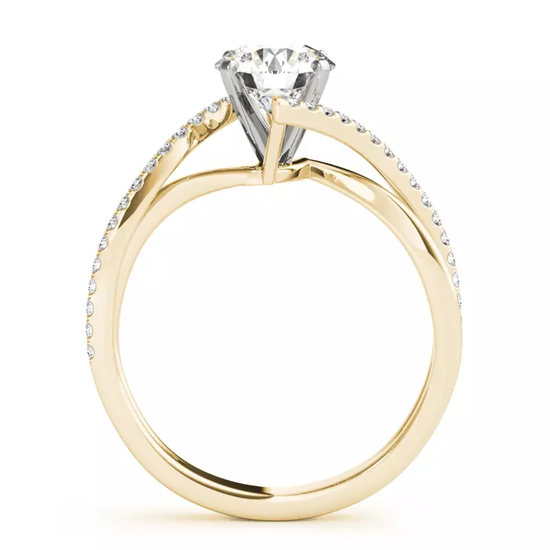14K Yellow Gold Bristol Contemporary Pavé Diamond Engagement Ring