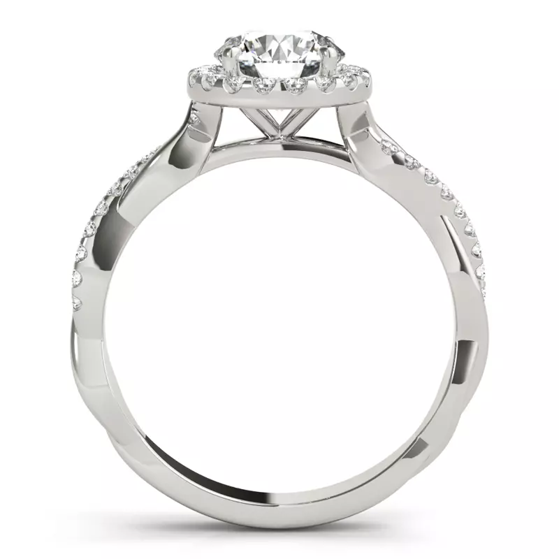 14K White Gold Charlotte Halo Engagement Ring With Diamond Twist