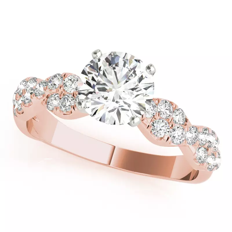 14K Rose Gold Albany Pavé Twist Engagement Ring