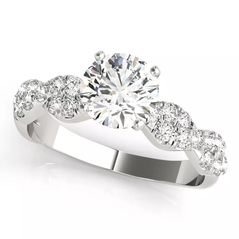 14K White Gold Albany Pavé Twist Engagement Ring