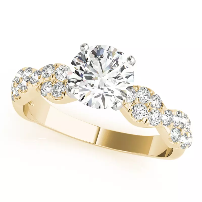 18K Yellow Gold Albany Pavé Twist Engagement Ring