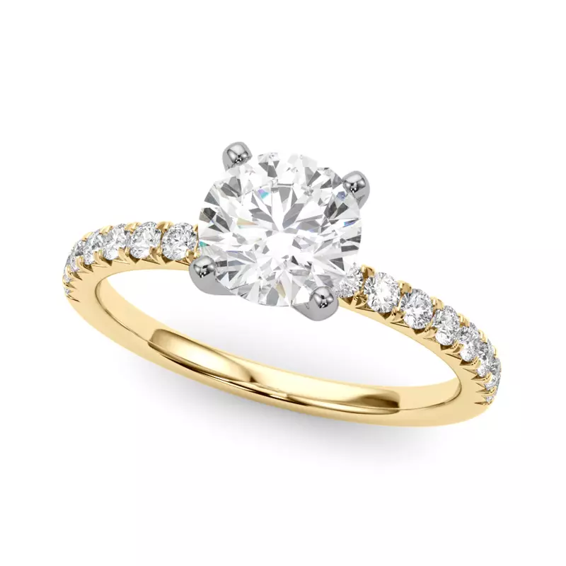 14K Yellow Gold Hazel Classic Pavé Diamond Engagement Ring
