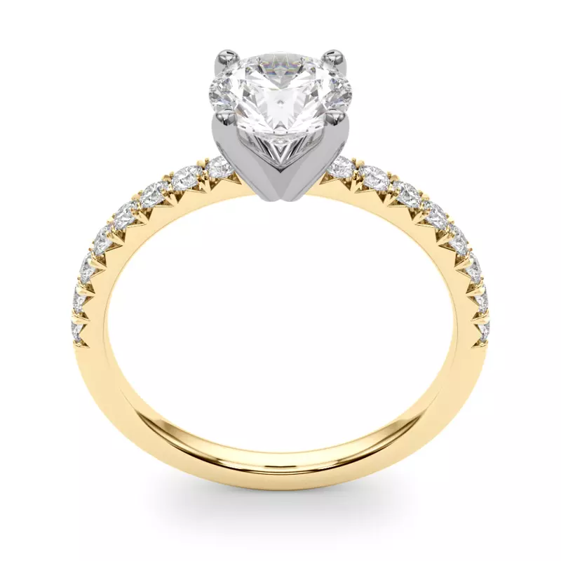 14K Yellow Gold Hazel Classic Pavé Diamond Engagement Ring