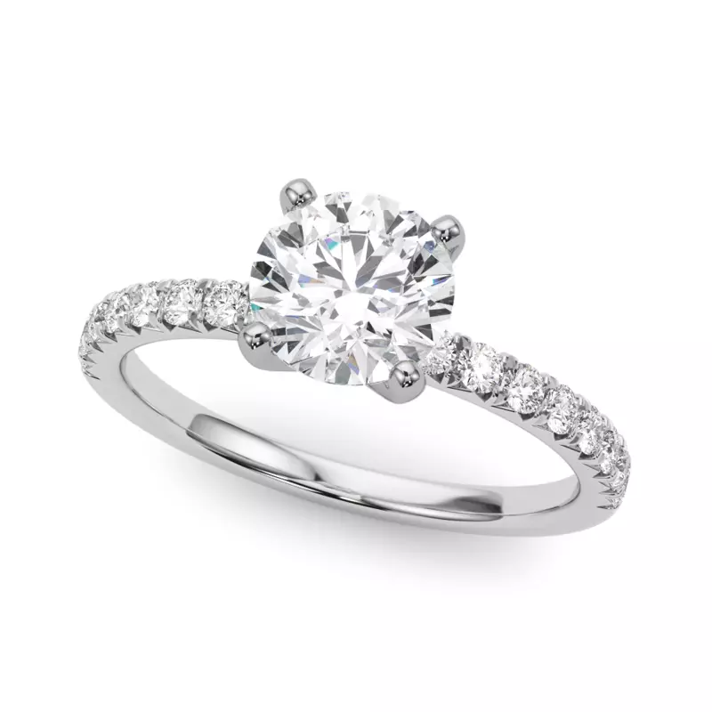 18K White Gold Hazel Classic Pavé Diamond Engagement Ring