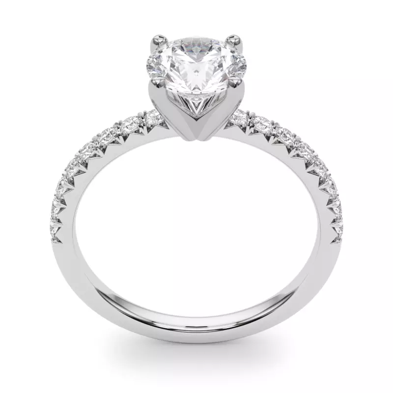 18K White Gold Hazel Classic Pavé Diamond Engagement Ring