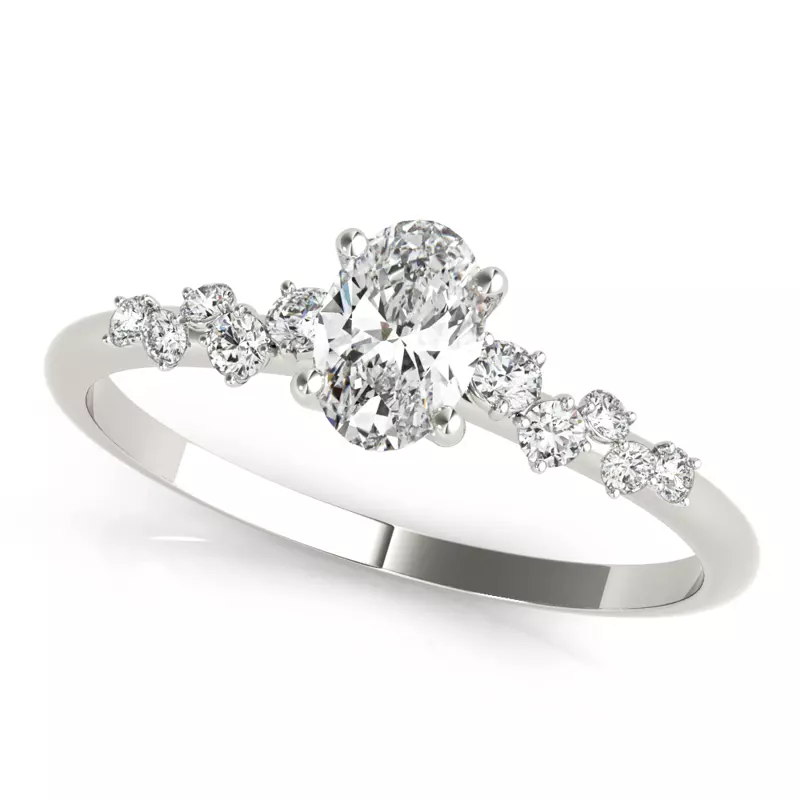 18K White Gold Olivia Scattered Diamond Engagement Ring