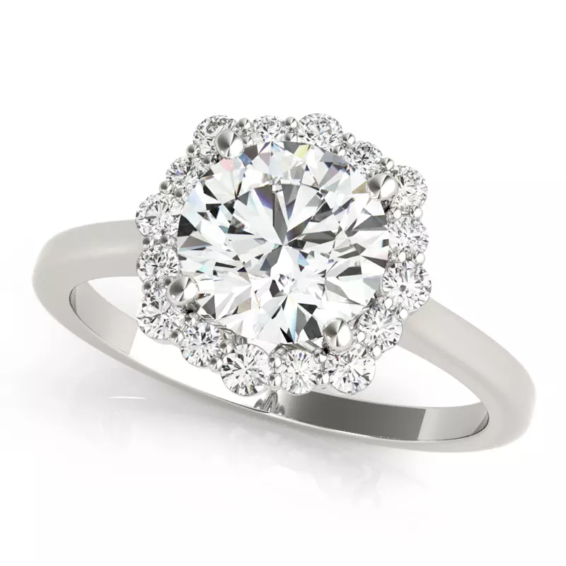 18K White Gold Lydia Halo Engagement Ring