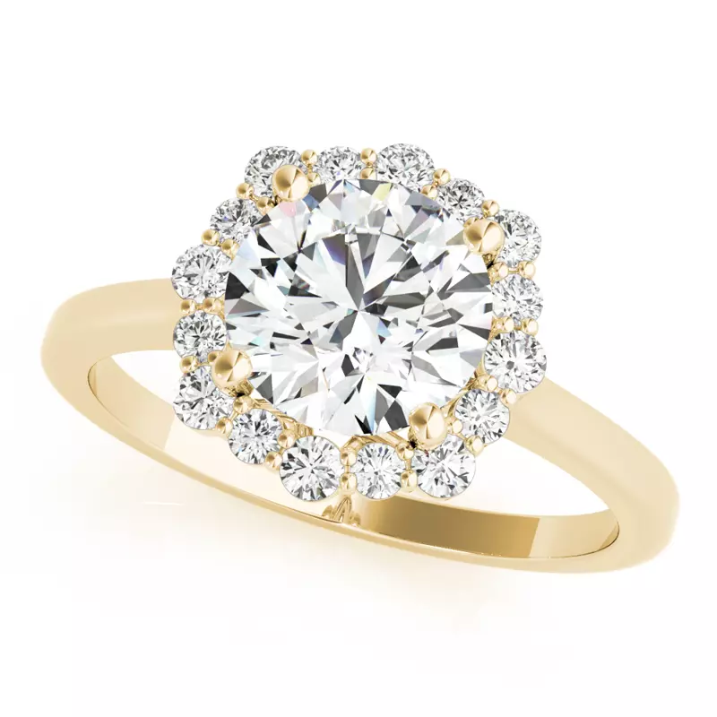 18K Yellow Gold Lydia Halo Engagement Ring
