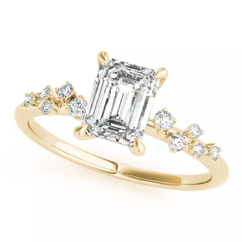 14K Yellow Gold Margo Scattered Diamond Engagement Ring