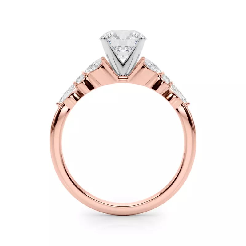 14K Rose Gold Willa Marquise And Round Diamond Engagement Ring