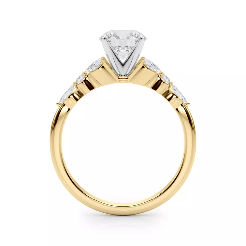 14K Yellow Gold Willa Marquise And Round Diamond Engagement Ring