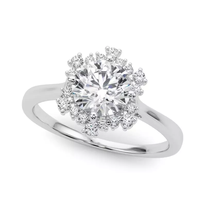 14K White Gold Ruby Halo Engagement Ring