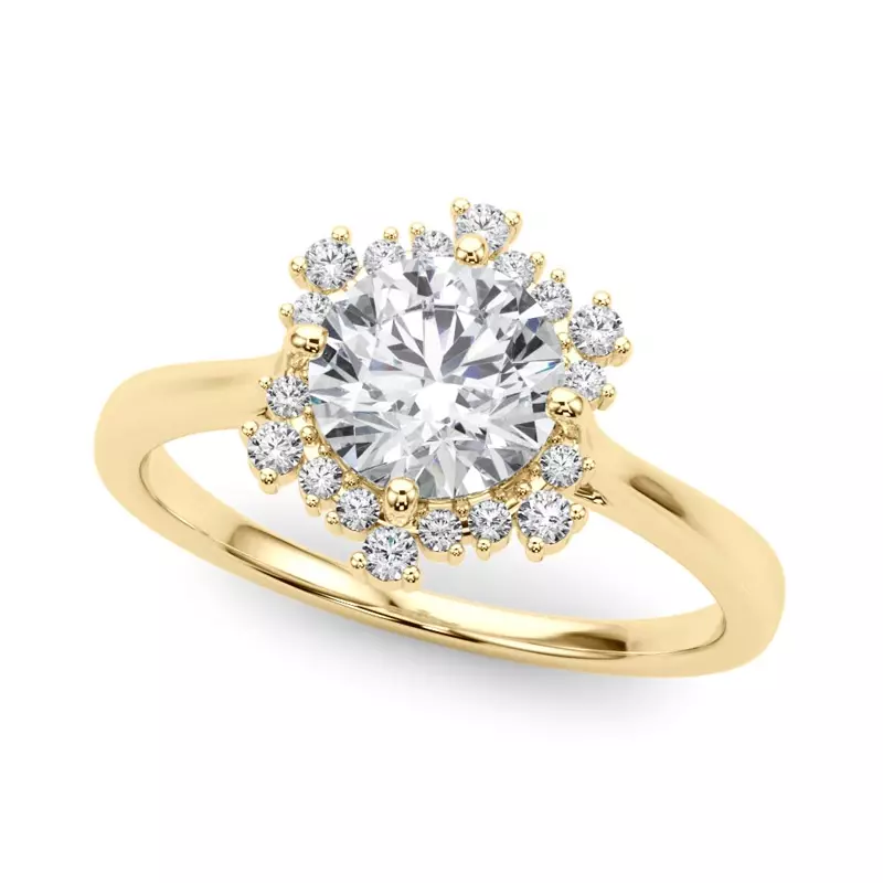 14K Yellow Gold Ruby Halo Engagement Ring