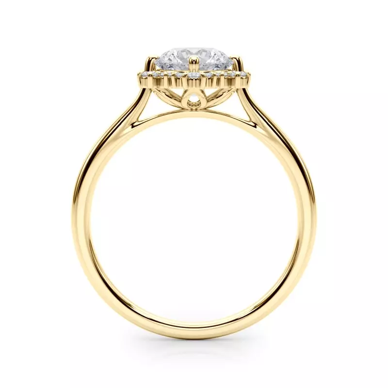 14K Yellow Gold Ruby Halo Engagement Ring
