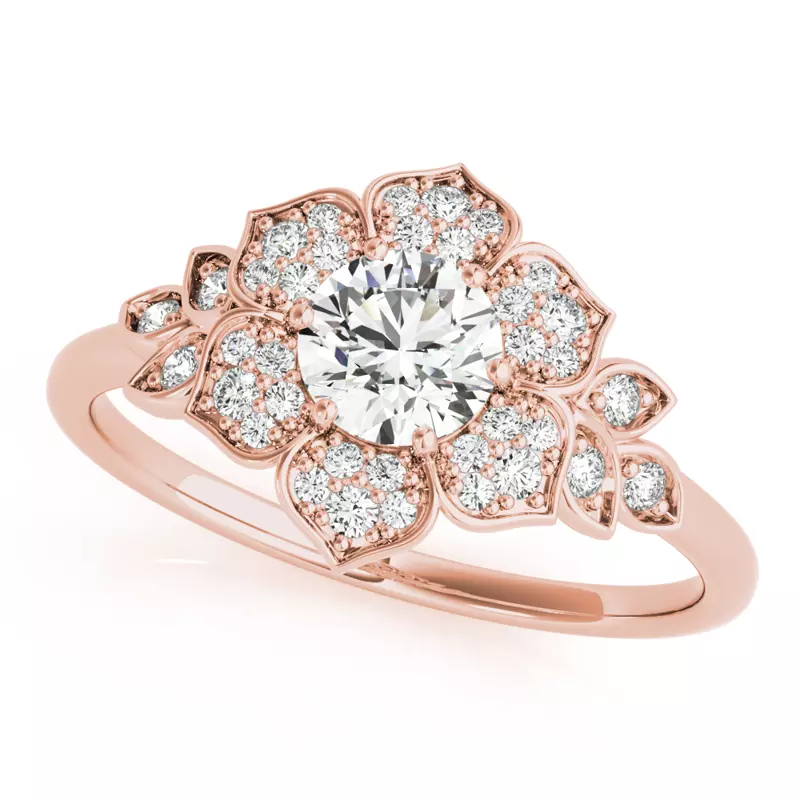 14K Rose Gold Gia Petal Halo Engagement Ring