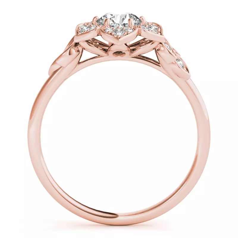 14K Rose Gold Gia Petal Halo Engagement Ring
