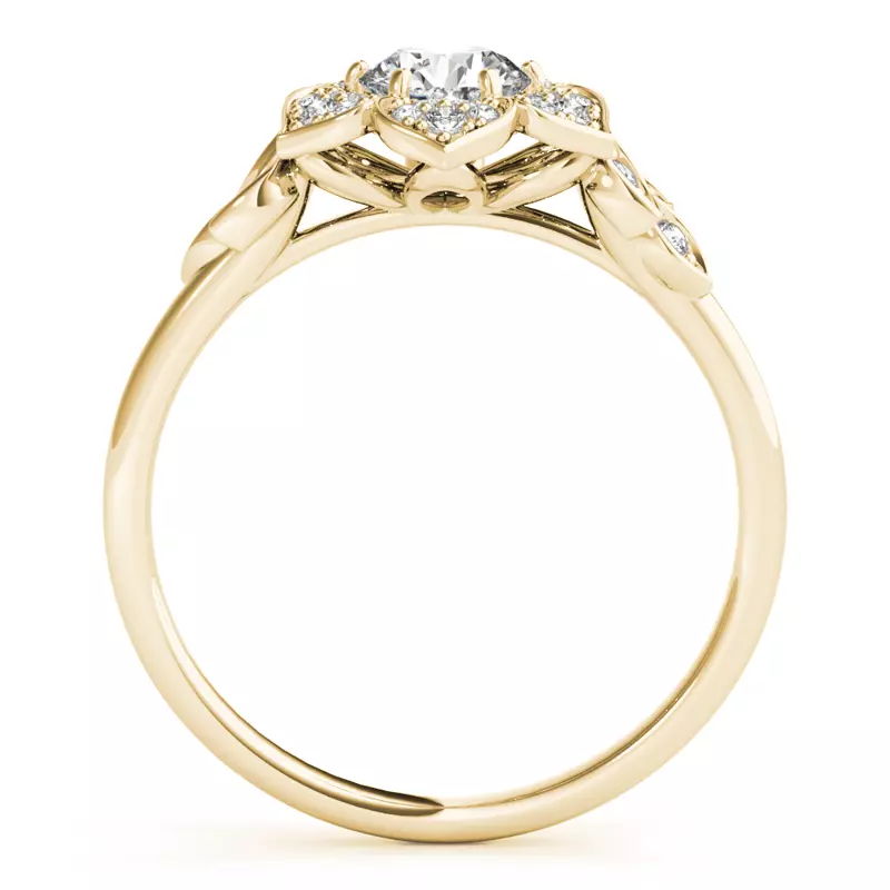 14K Yellow Gold Gia Petal Halo Engagement Ring
