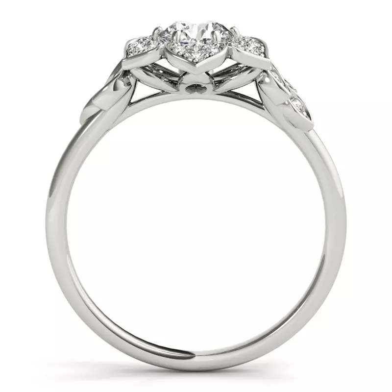 Platinum Gia Petal Halo Engagement Ring