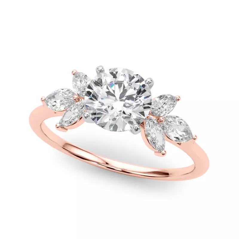 14K Rose Gold Ada Marquise Diamond Cluster Engagement Ring