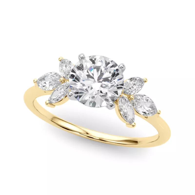 14K Yellow Gold Ada Marquise Diamond Cluster Engagement Ring