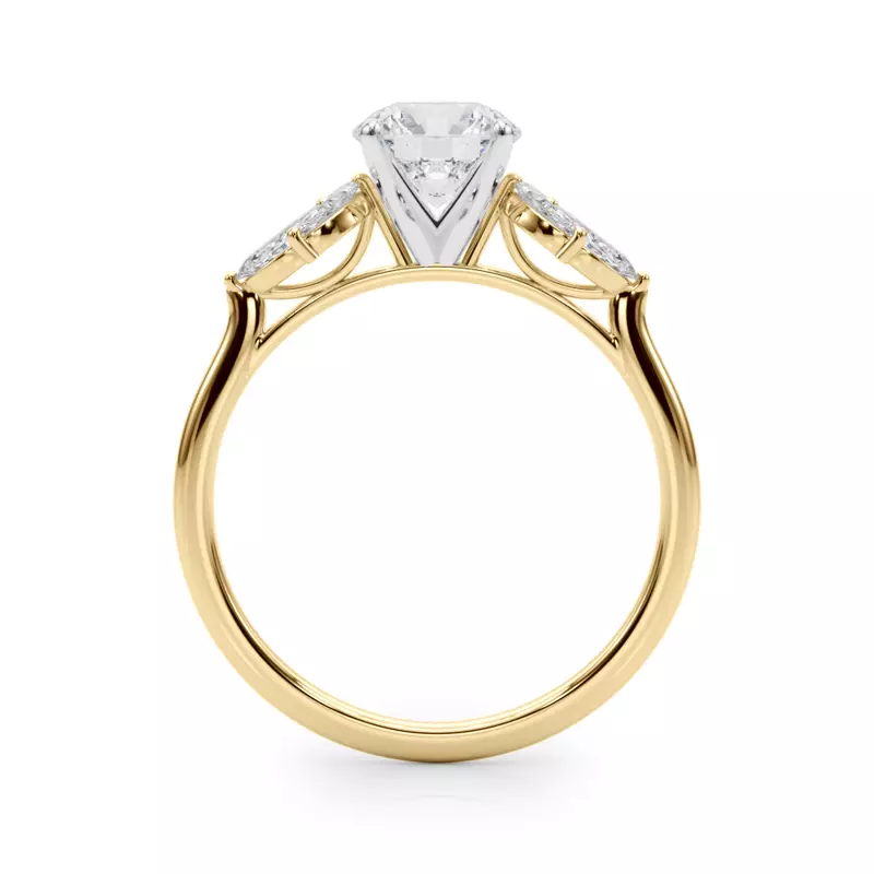 14K Yellow Gold Ada Marquise Diamond Cluster Engagement Ring