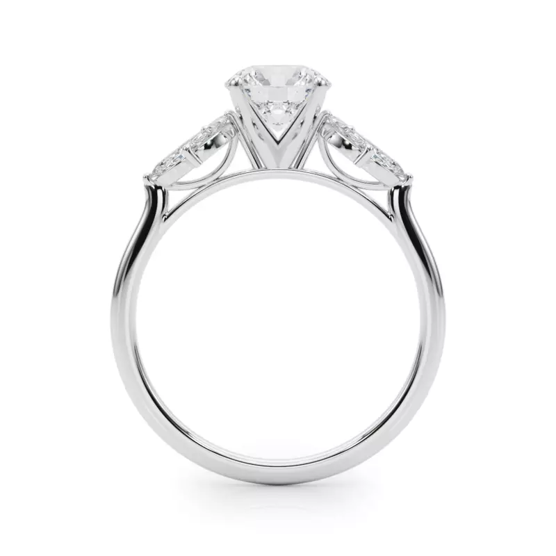 18K White Gold Ada Marquise Diamond Cluster Engagement Ring
