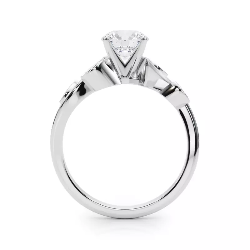 18K White Gold Poppy Nature Inspired Diamond Engagement Ring