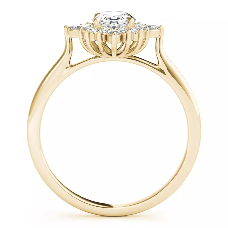 18K Yellow Gold Rose Oval Halo Engagement Ring