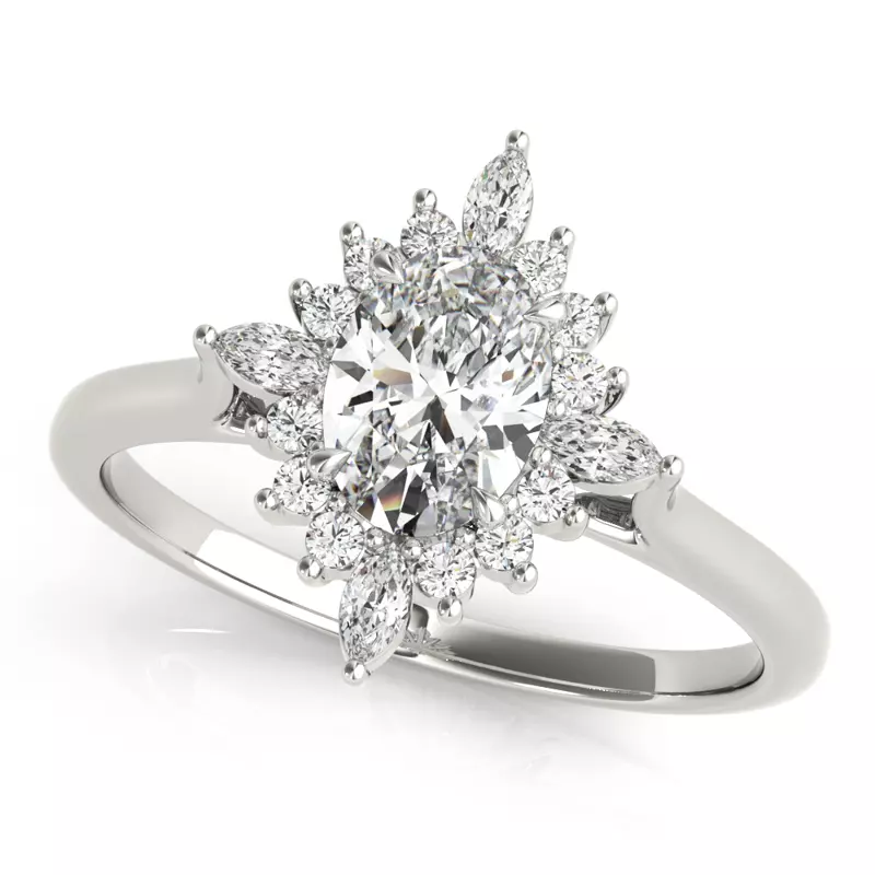 Rose Oval Halo Engagement Ring