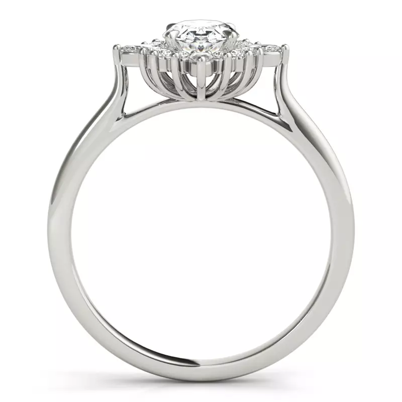 Platinum Rose Oval Halo Engagement Ring