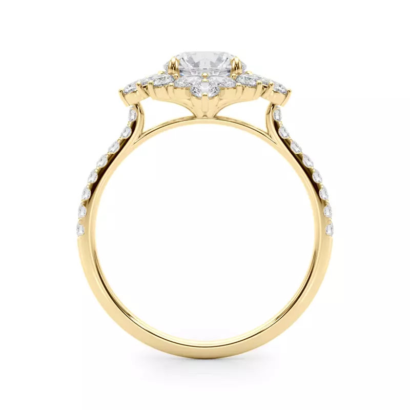 14K Yellow Gold Carla Marquise And Round Diamond Halo Engagement Ring