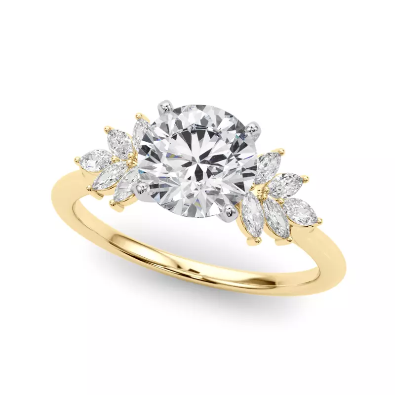 14K Yellow Gold Clara Marquise Diamond Cluster Engagement Ring