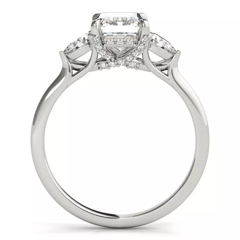 14K White Gold Lilith Three Stone Diamond Engagement Ring