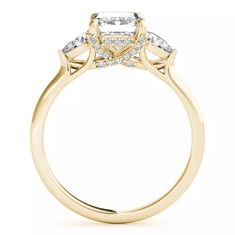 14K Yellow Gold Lilith Three Stone Diamond Engagement Ring