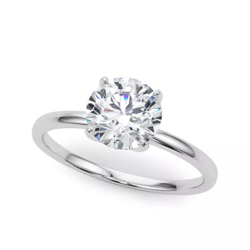 18K White Gold Ivy 4 Prong Solitaire Engagement Ring