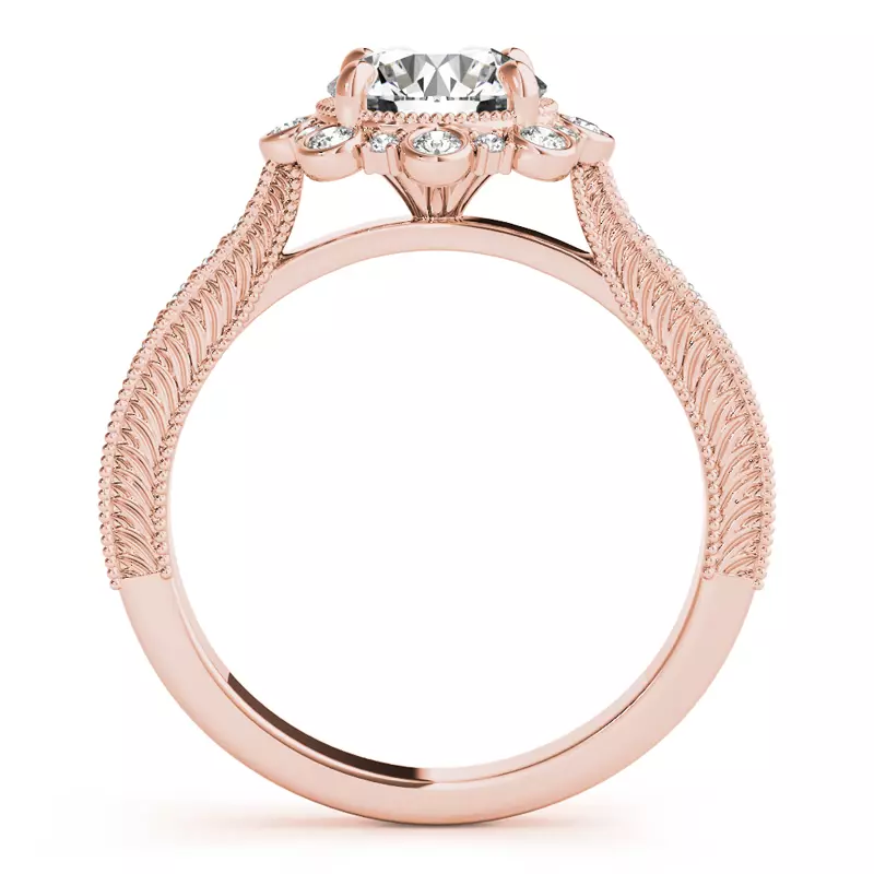 14K Rose Gold Elodie Vintage Inspired Halo Engagement Ring