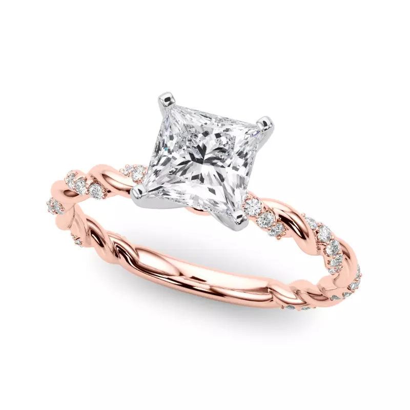 14K Rose Gold Freya Diamond Twist Engagement Ring