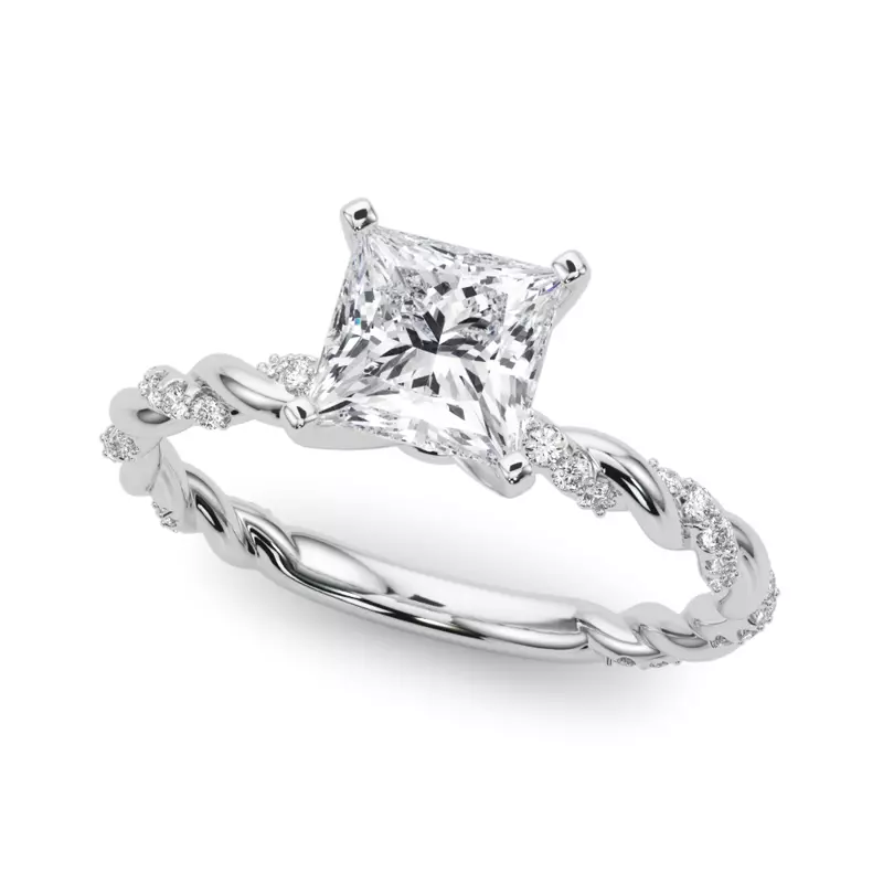 18K White Gold Freya Diamond Twist Engagement Ring
