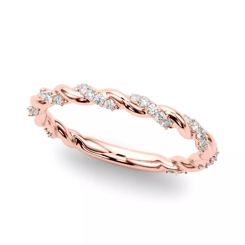 14K Rose Gold Freya Diamond Twist Wedding Band