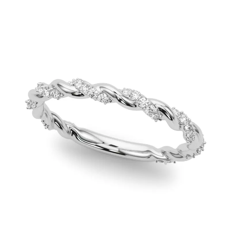 14K White Gold Freya Diamond Twist Wedding Band