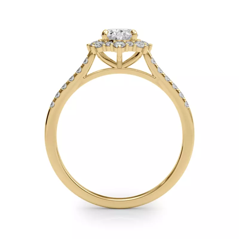 14K Yellow Gold Starburst Halo Engagement Ring