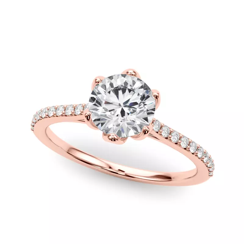 14K Rose Gold Tulip Pavé Diamond Engagement Ring