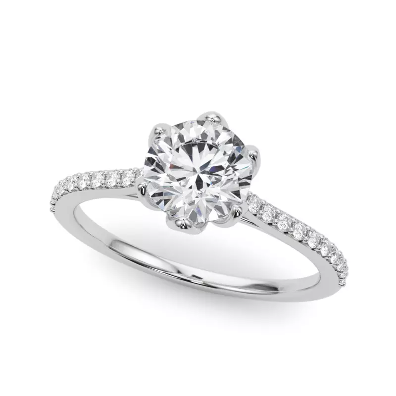 14K White Gold Tulip Pavé Diamond Engagement Ring