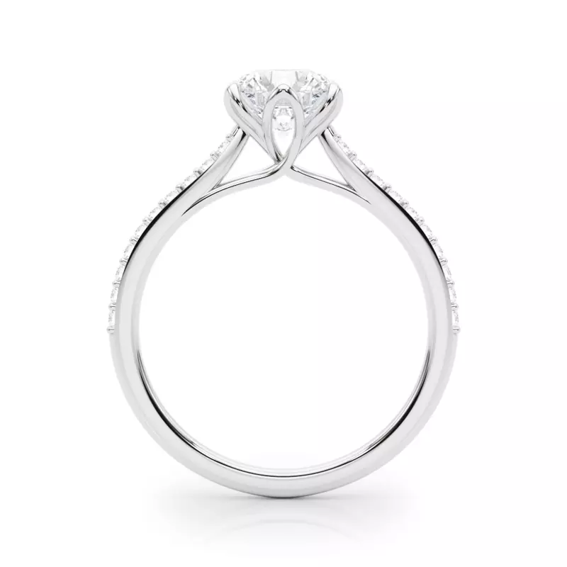 14K White Gold Tulip Pavé Diamond Engagement Ring