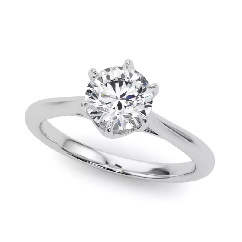 18K White Gold Lovella 6 Prong Solitaire Engagement Ring