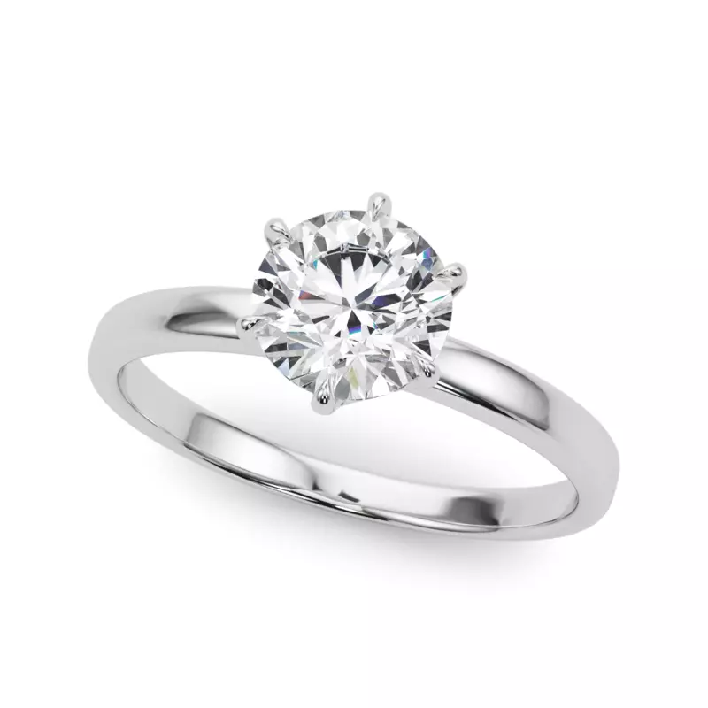 14K White Gold Garnet Solitaire 6 Prong Engagement Ring